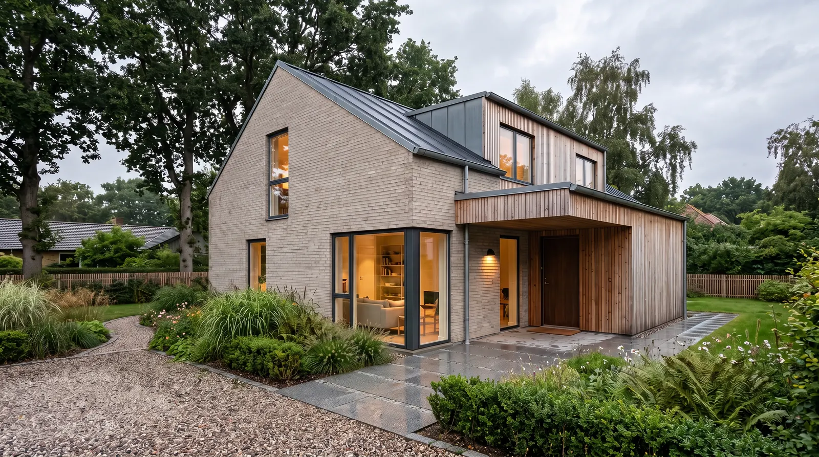 Scandinavian home exterior in the evening light